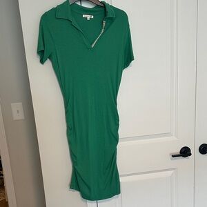 SUNDRY Polo Tee Dress with Ruched Sides Size 2